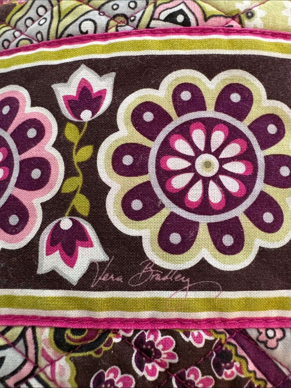 Vera Bradley Very Berry Pink Paisley Quilted Makeup Pouch with Accents